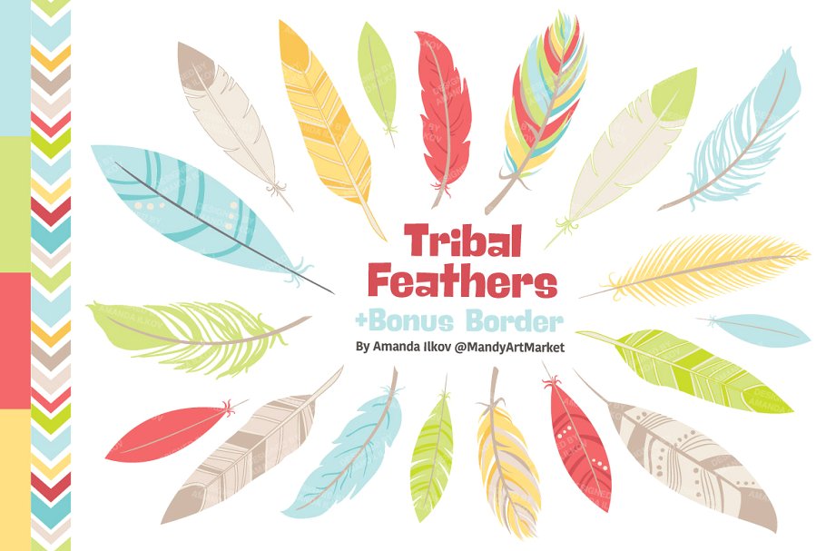 Fresh feathers . Creative clipart tribal feather