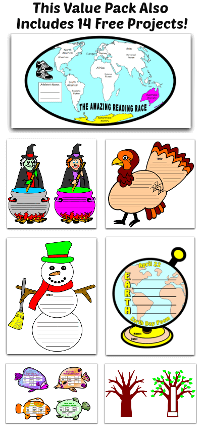 Creative clipart writing report. Book projects value pack