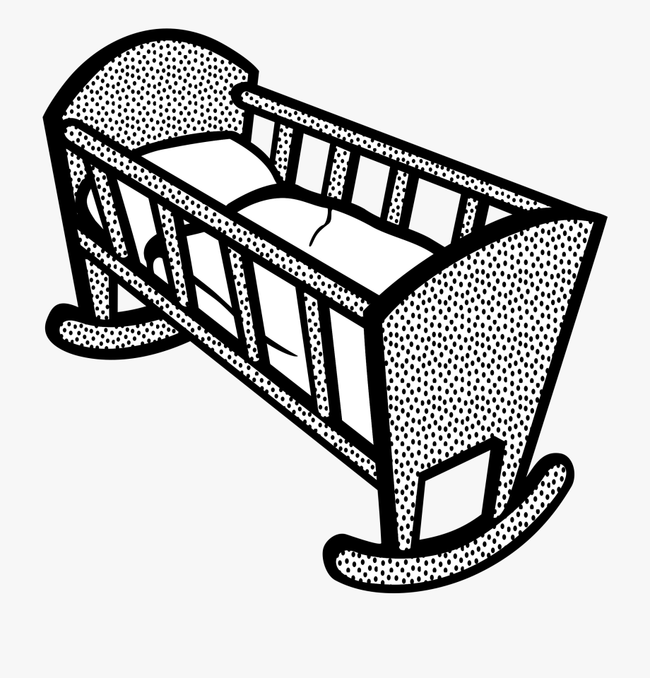 Crib clipart baby's. Drawing baby bottle cradle
