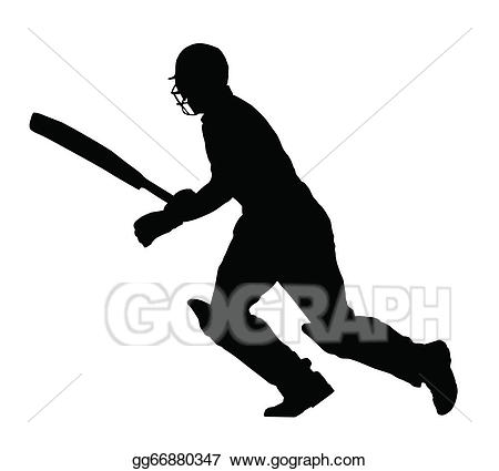 Cricket clipart run out. Vector illustration sport silhouette