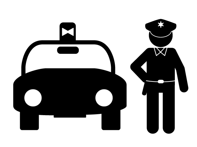 Policeman patrol police officer. Crime clipart car