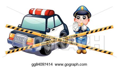 Crime clipart car. Vector illustration police man