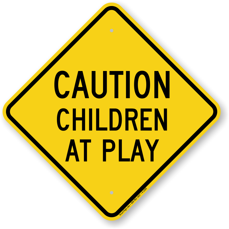 Children at play signs. Crime clipart caution
