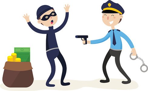 The policeman arrested thief. Criminal clipart theif