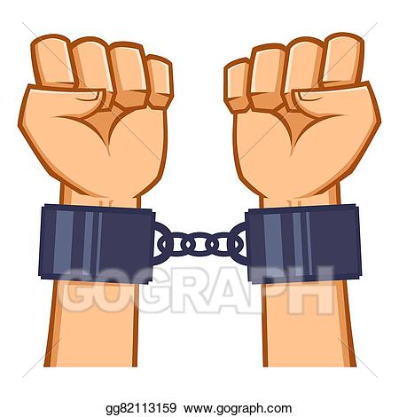 Criminal clipart captured. Vector art hands chained