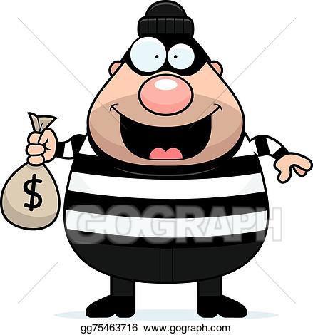 Eps vector cartoon moneybag. Criminal clipart cat burglar