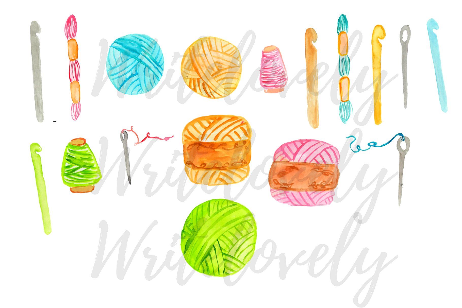 Watercolor backgrounds perfect sticker. Crochet clipart background