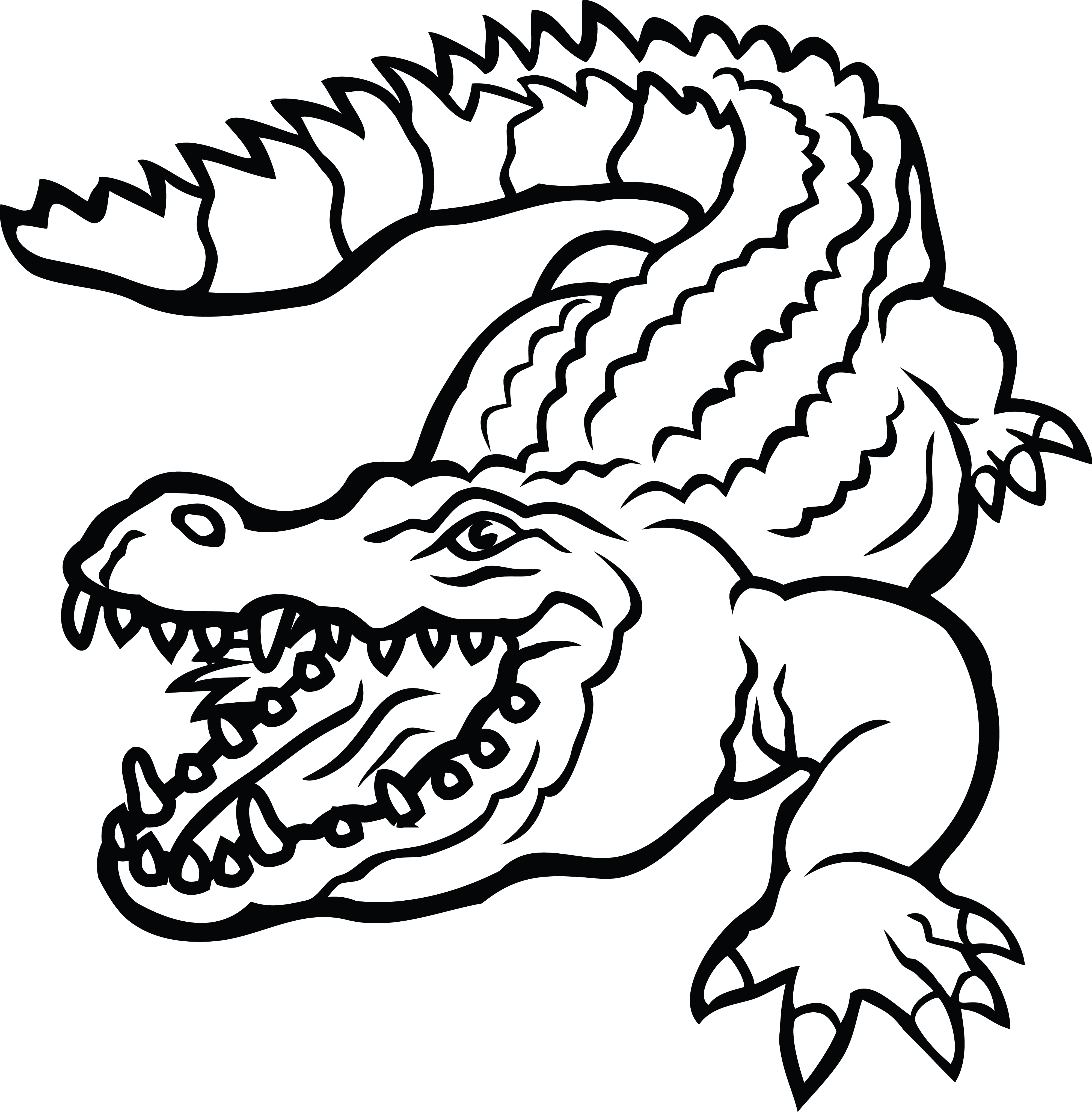 Crocodile clipart line art. Black and white free
