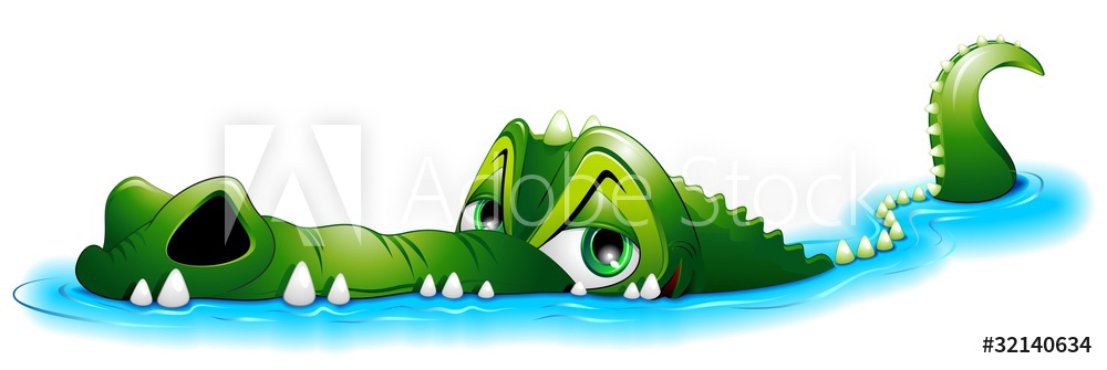 Aluminium prints coccodrillo cartoon. Crocodile clipart water vector