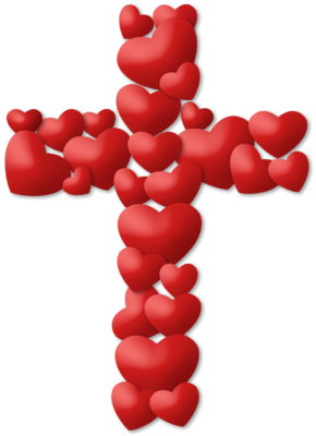 Cross clip art heart. Image made if hearts