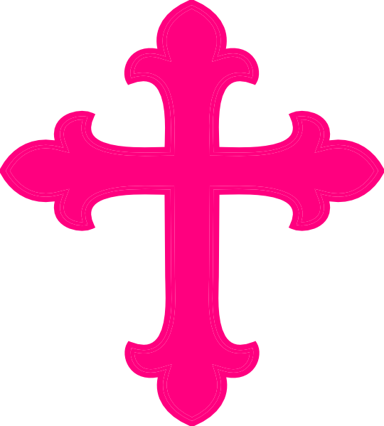 Dot clipart neon. Pink communion cross clip