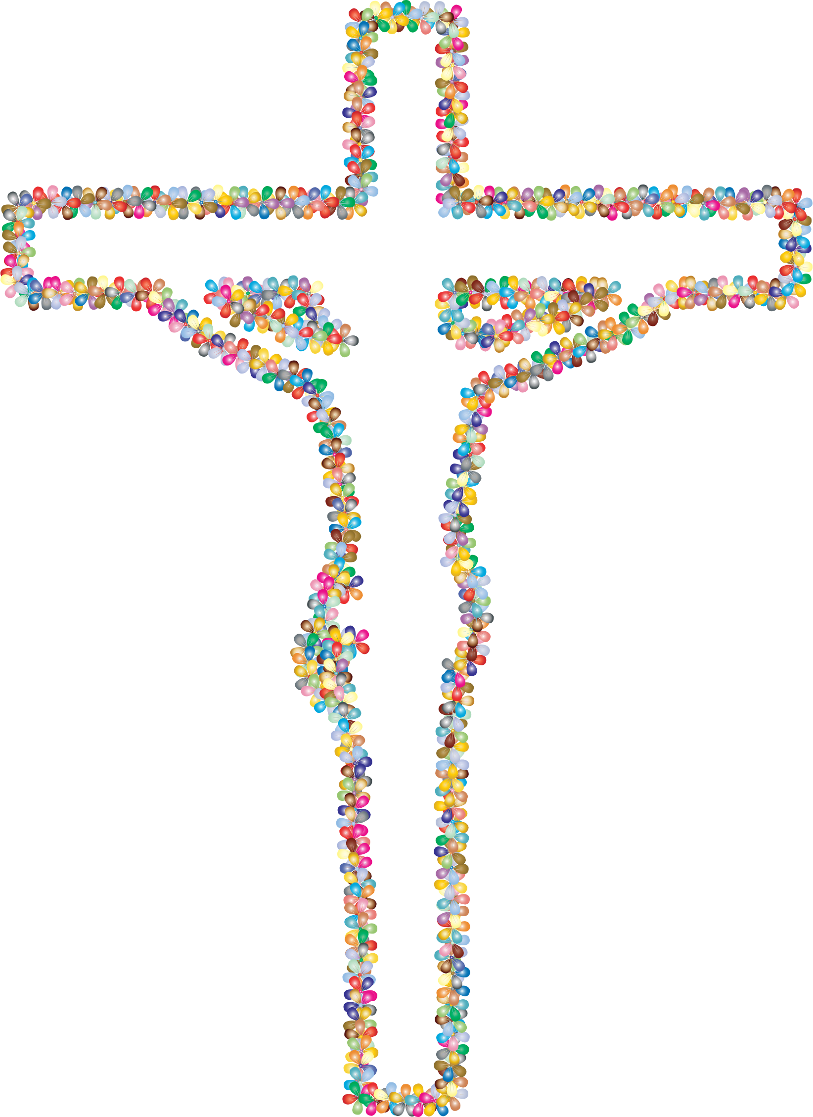 Crucifix clipart turquoise cross. Prismatic floral outline big