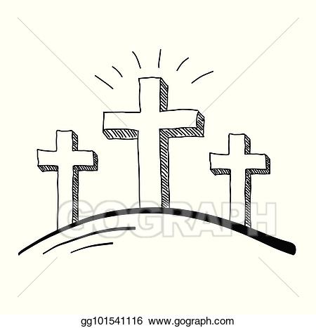 Cross clipart doodle. Vector art three crosses