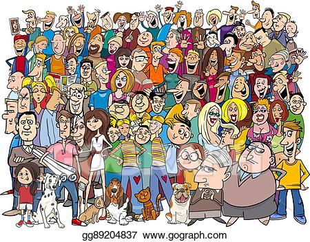 Eps illustration people in. Crowd clipart cartoon