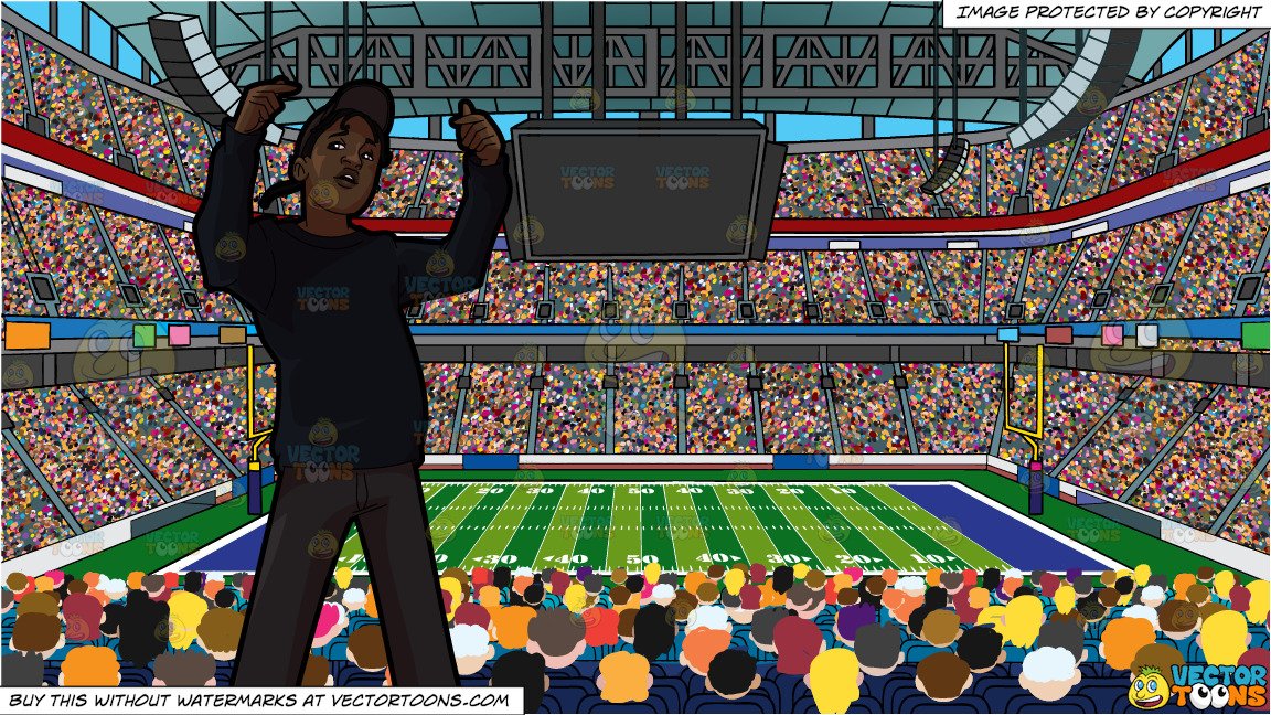 Crowd clipart football american stadium crowd. A guy rapper and