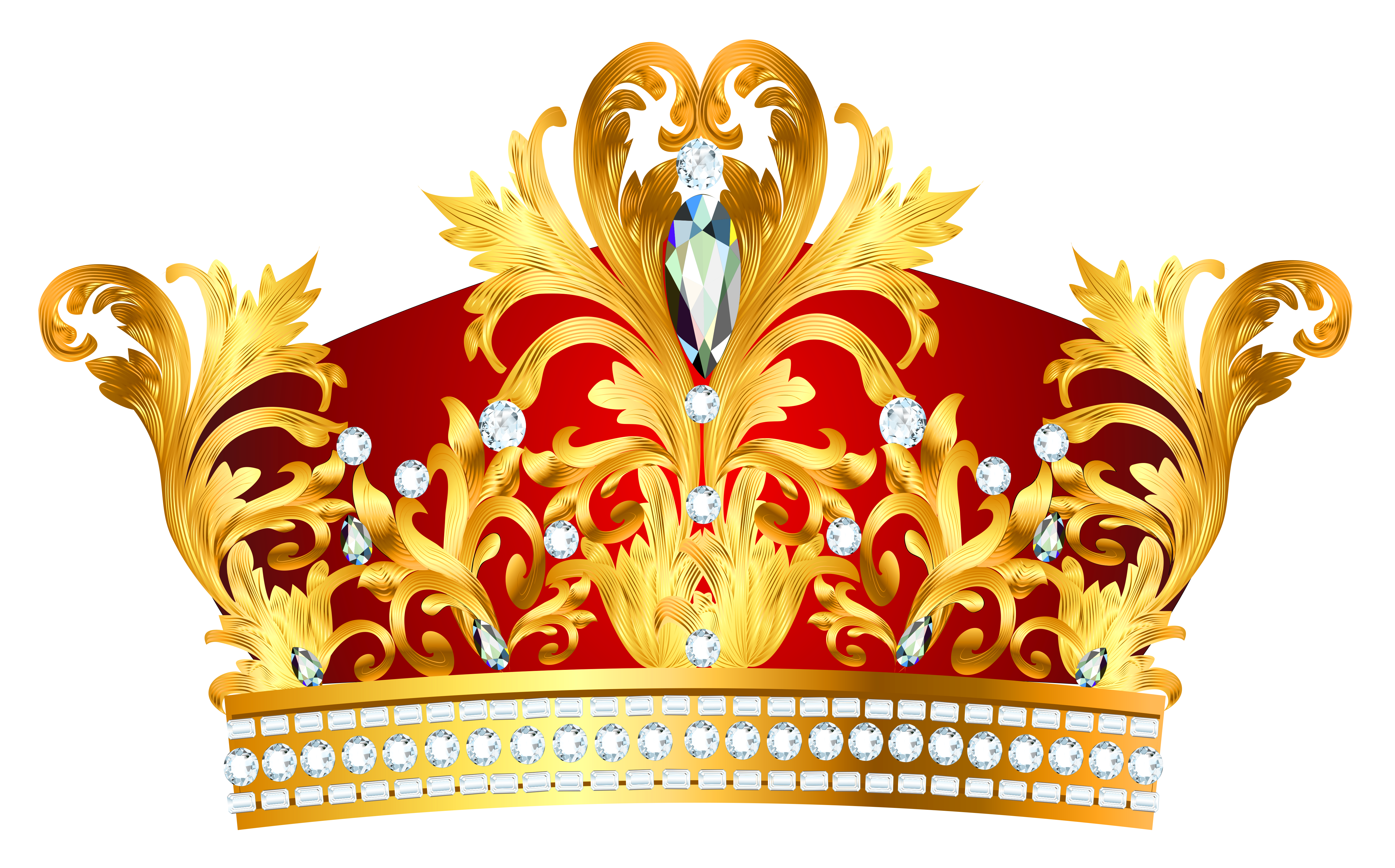 Crown clip art high resolution. Red golden with diaonds