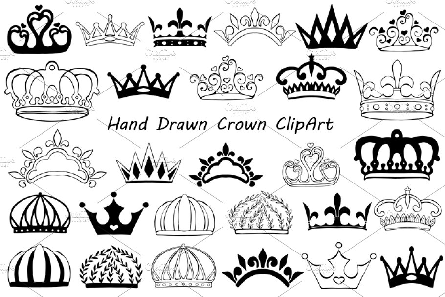 crowns clipart line art