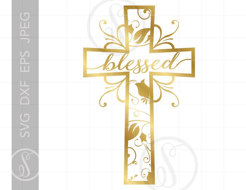 Crucifix clipart winter. Gold blessed cross svg