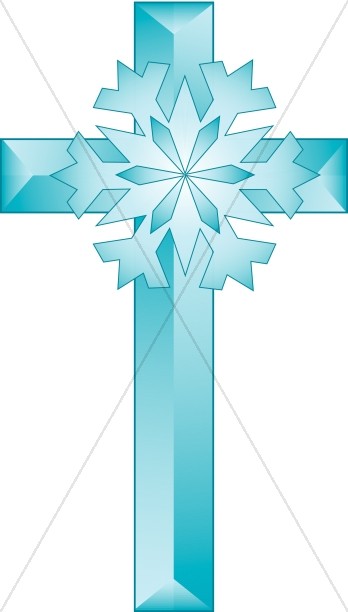 Cross snowflake . Crucifix clipart winter