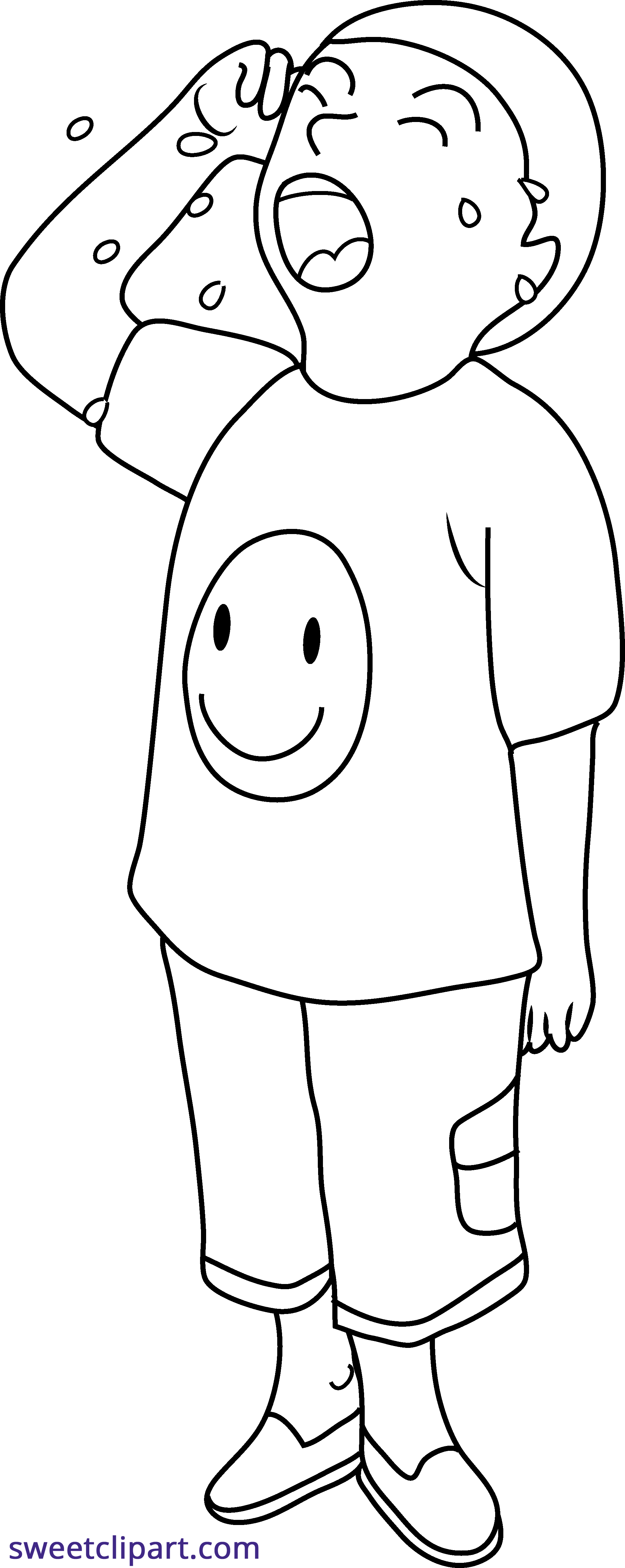 Cry clipart cry kid. Crying line art sweet