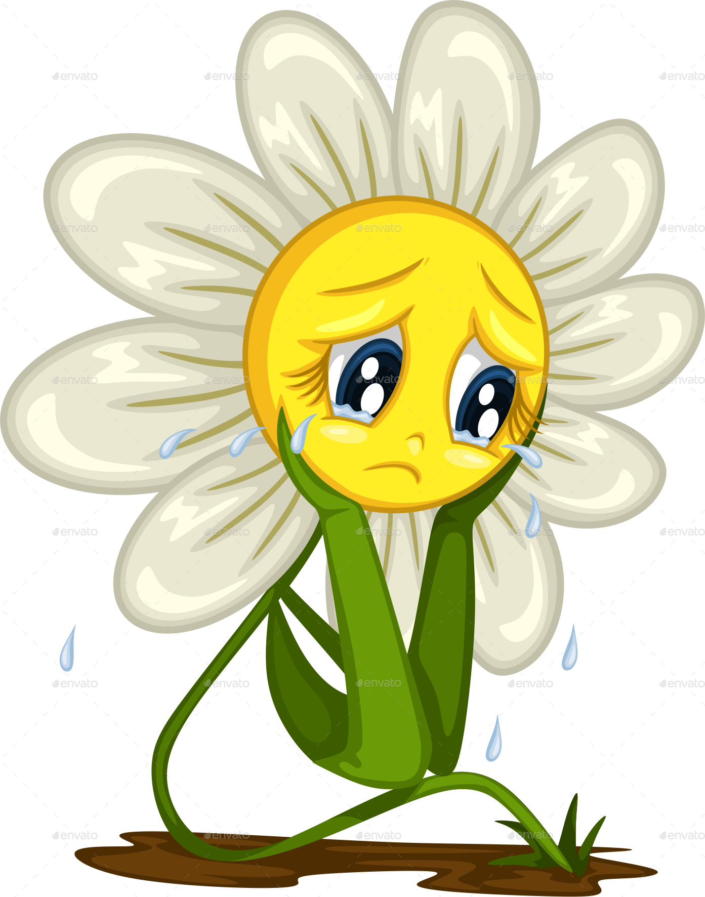 Cartoon stickers for different. Daisy clipart smile