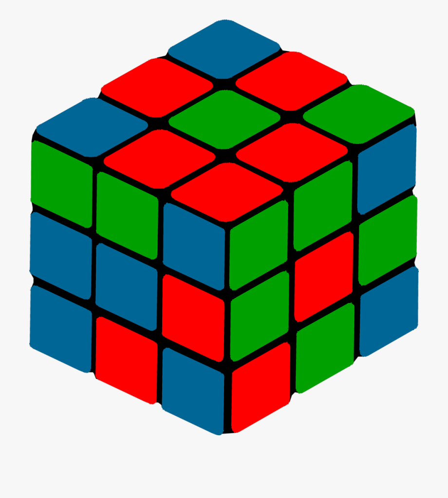 Clip rubik s colors. Cube clipart neon