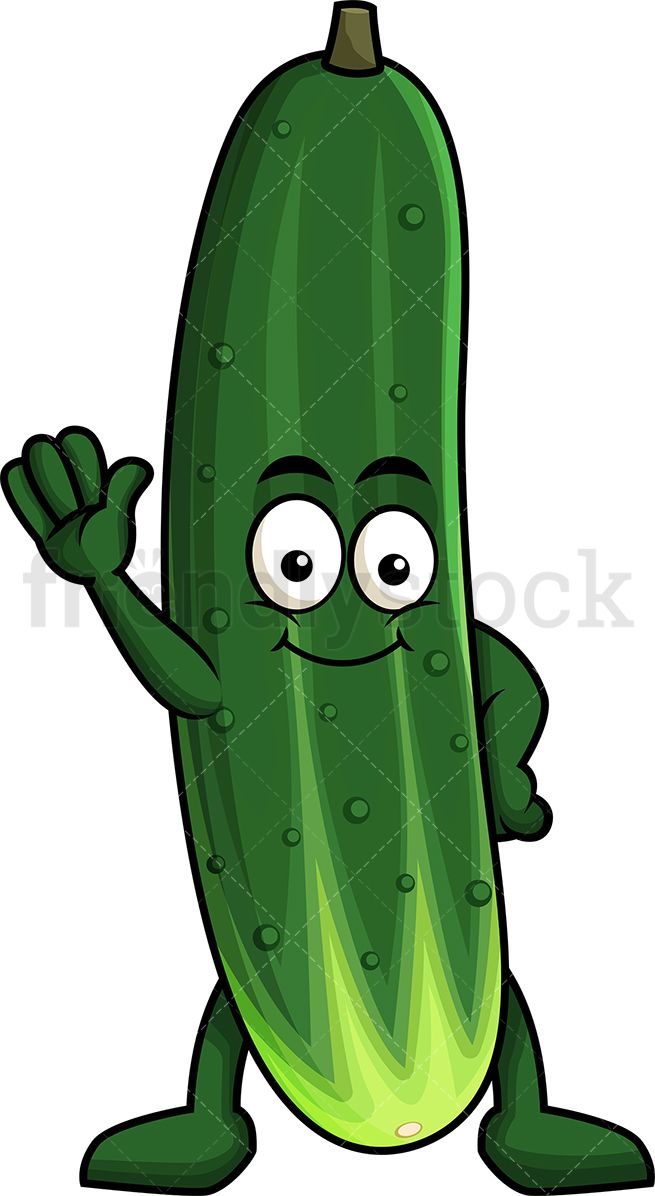 Cucumber clipart veg. Cute mascot waving vector