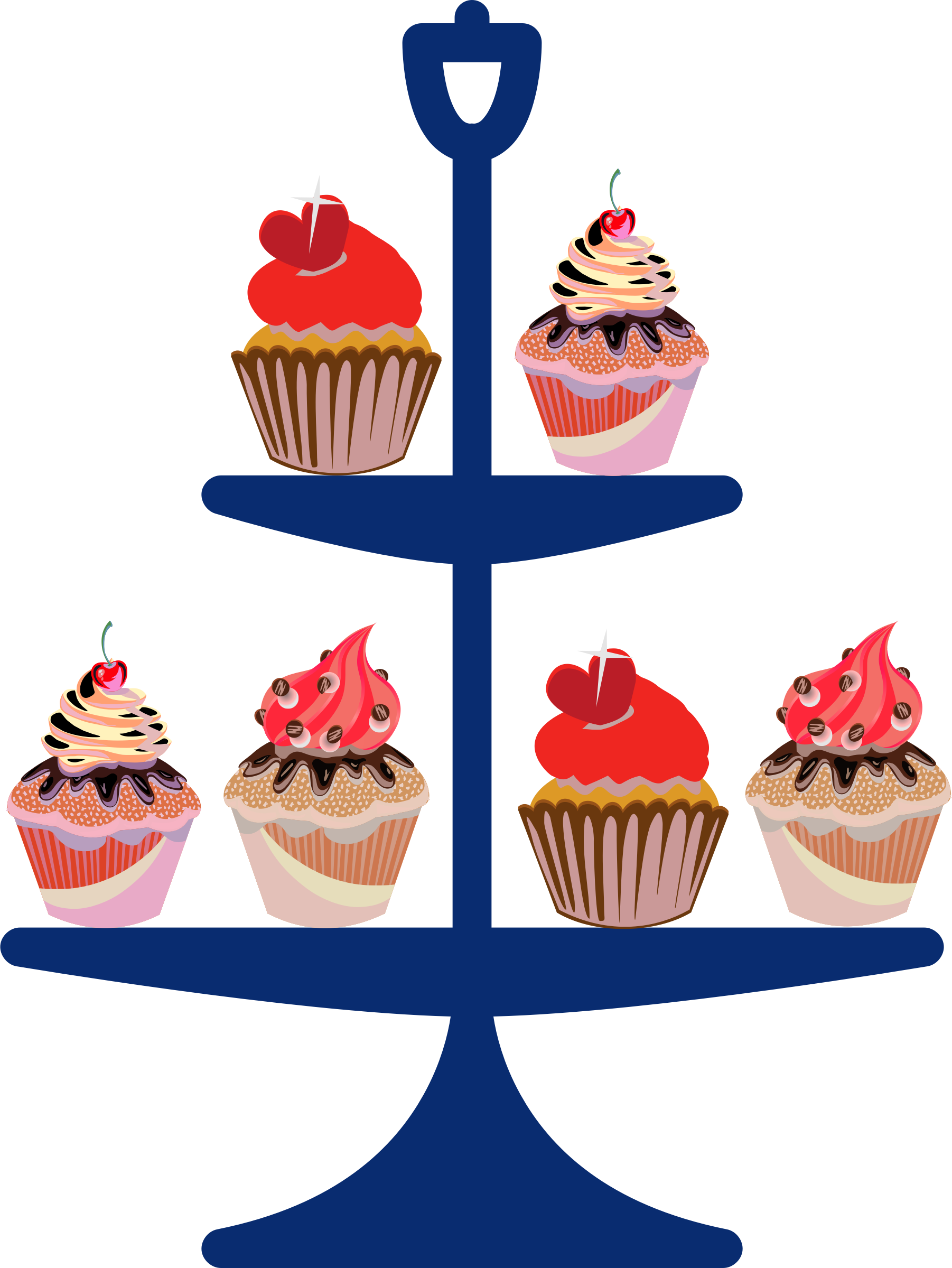 Cakes on a icons. Cup clipart cake stand