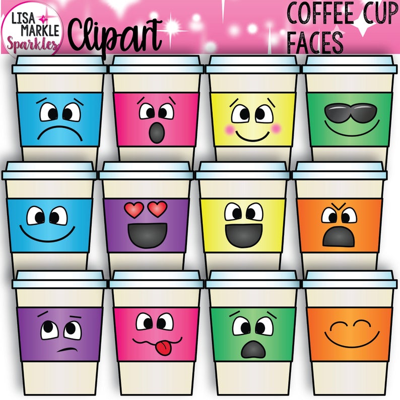 cup clipart coffee face