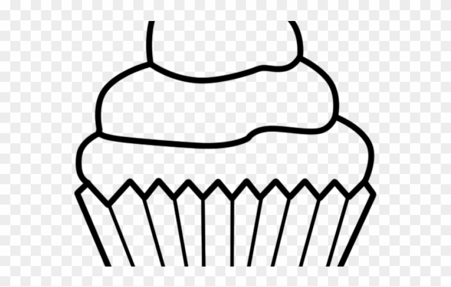 Cake black and white. Cupcake clipart easy