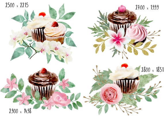 Cupcake flowers floral png. Cupcakes clipart flower
