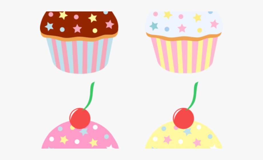 Cartoon cakes and sweets. Cupcake clipart four
