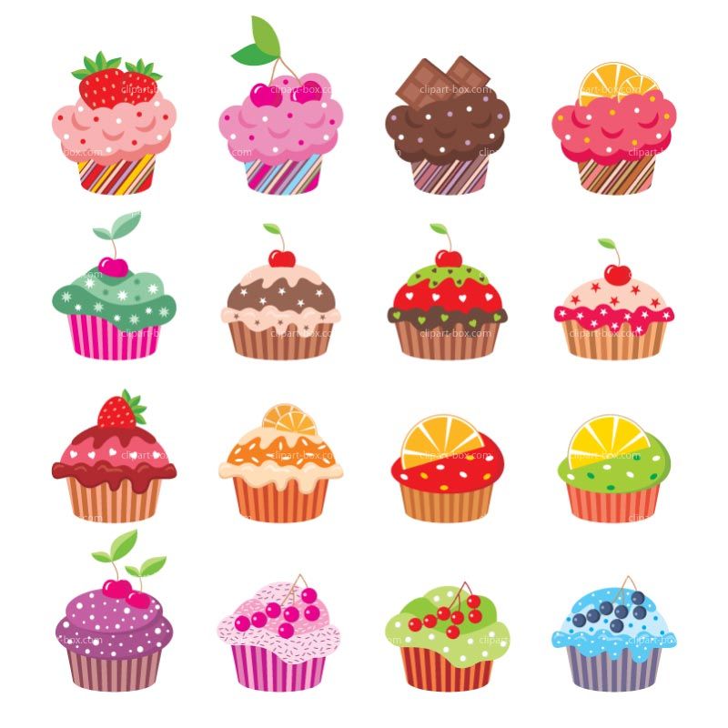 Royalty free vector clip. Cupcakes clipart design
