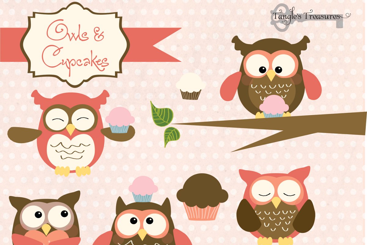 cupcake clipart owl