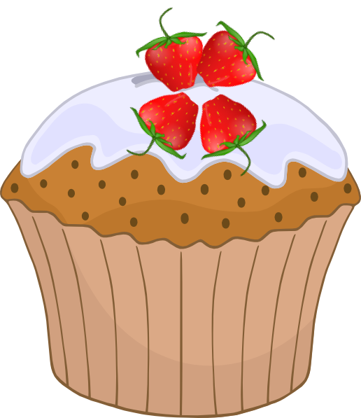 Strawberries clipart four. Strawberry cupcake clip art