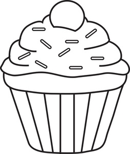cupcakes clipart black and white