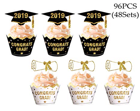 Cupcakes clipart cap. Graduation cupcake toppers wrappers