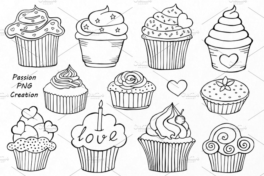 cupcakes clipart line