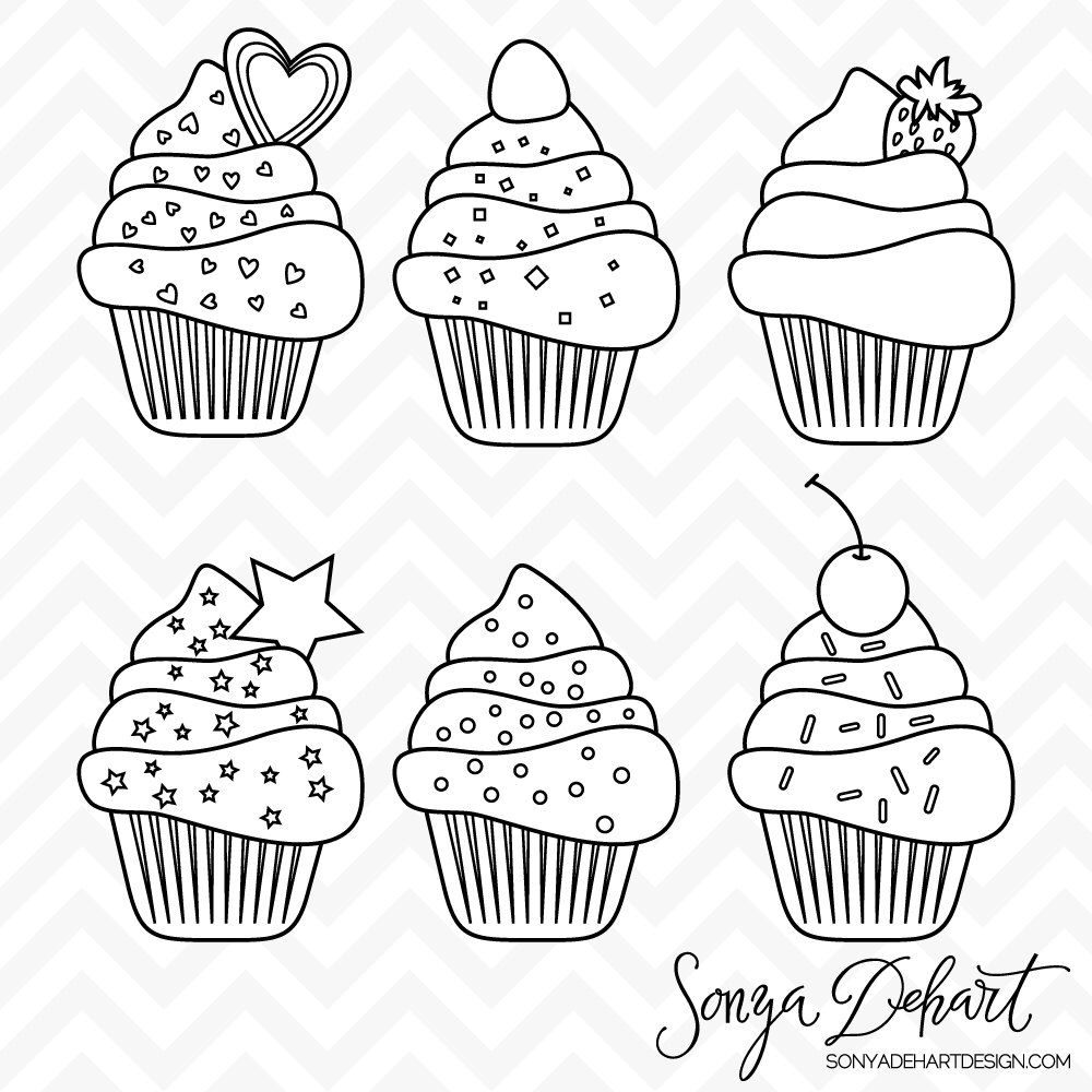 cupcakes clipart line