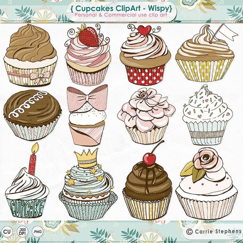 Pink girl birthday party. Cupcakes clipart pastel cupcake