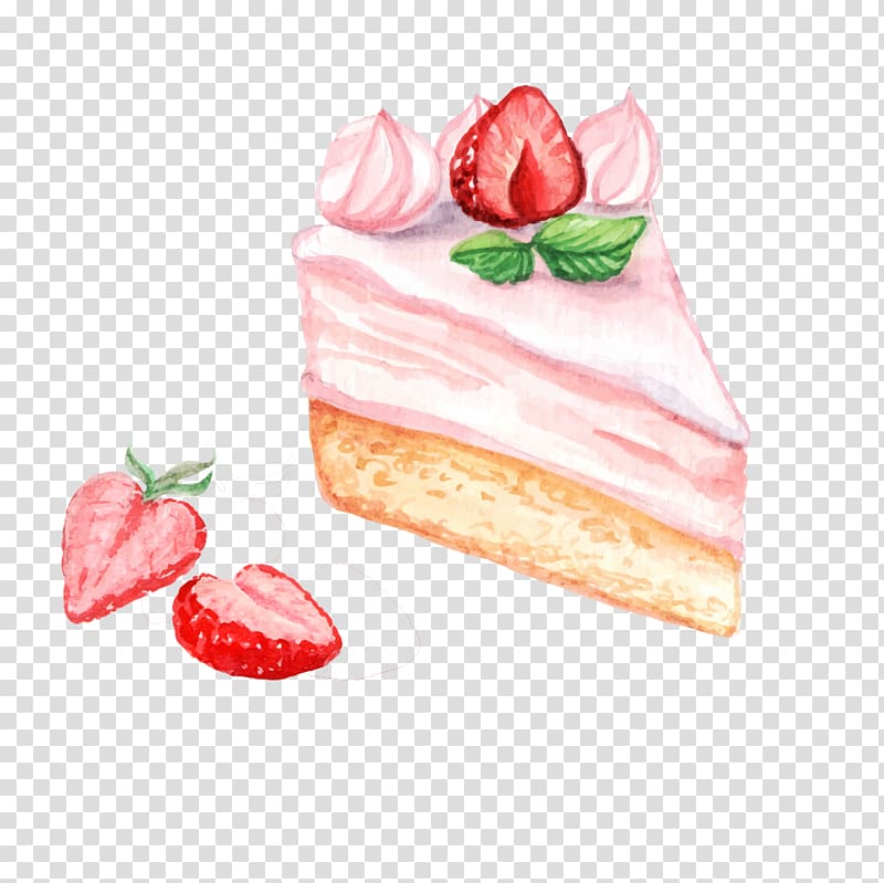 Cupcakes clipart slice. Of strawberry cake illustration