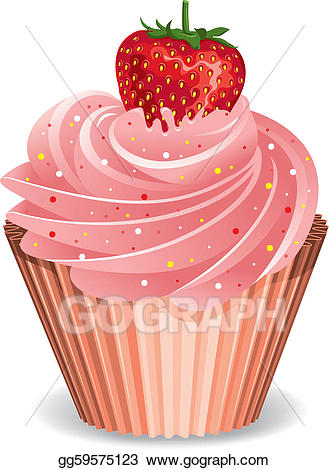 Vector art with eps. Cupcakes clipart strawberry cupcake