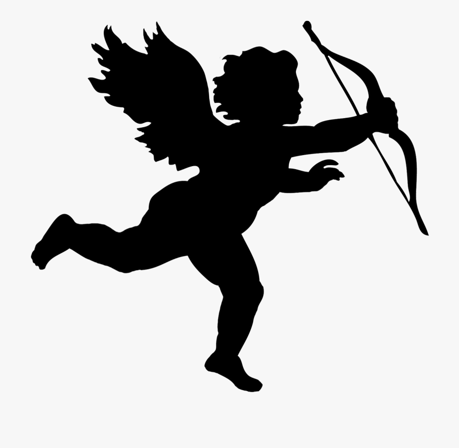 Angel silhouettes with ak. Cupid clipart silhouette