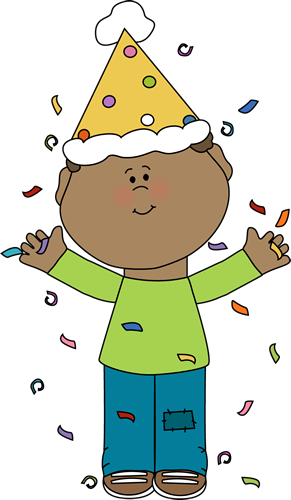 Birthday boy with confetti. Curriculum clipart party