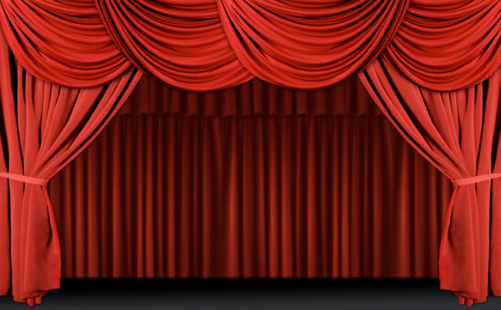 curtains clipart large red