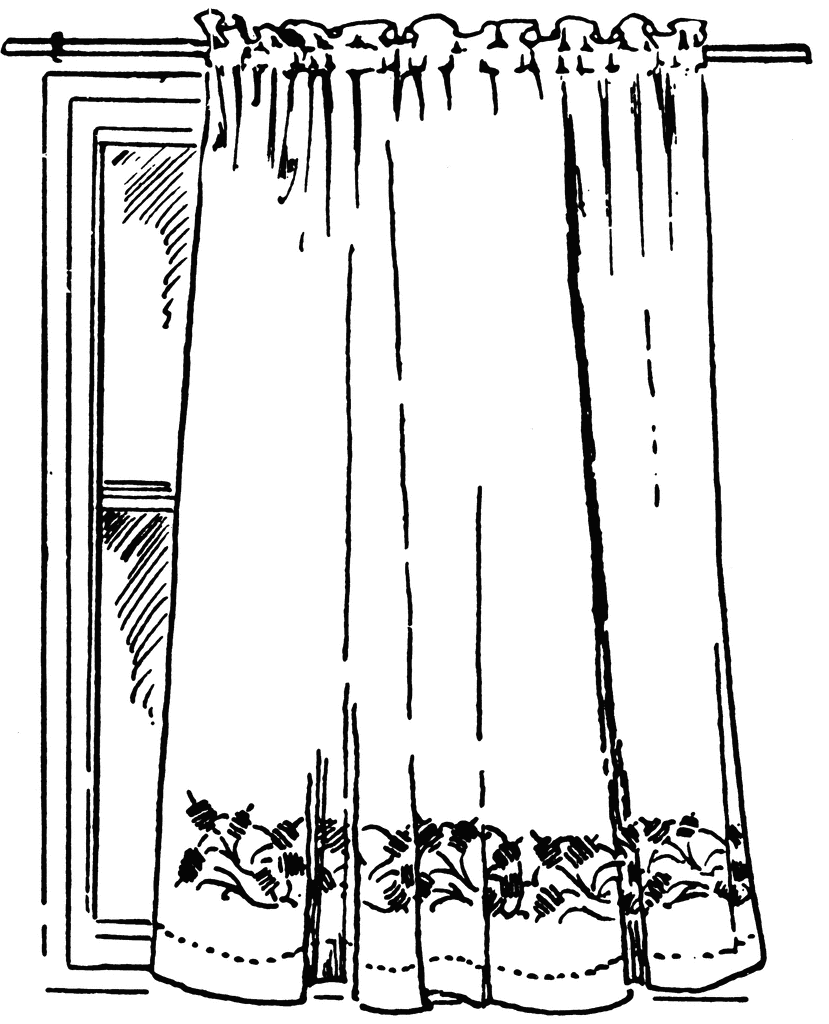 Curtains clipart black and white. Free curtain download clip