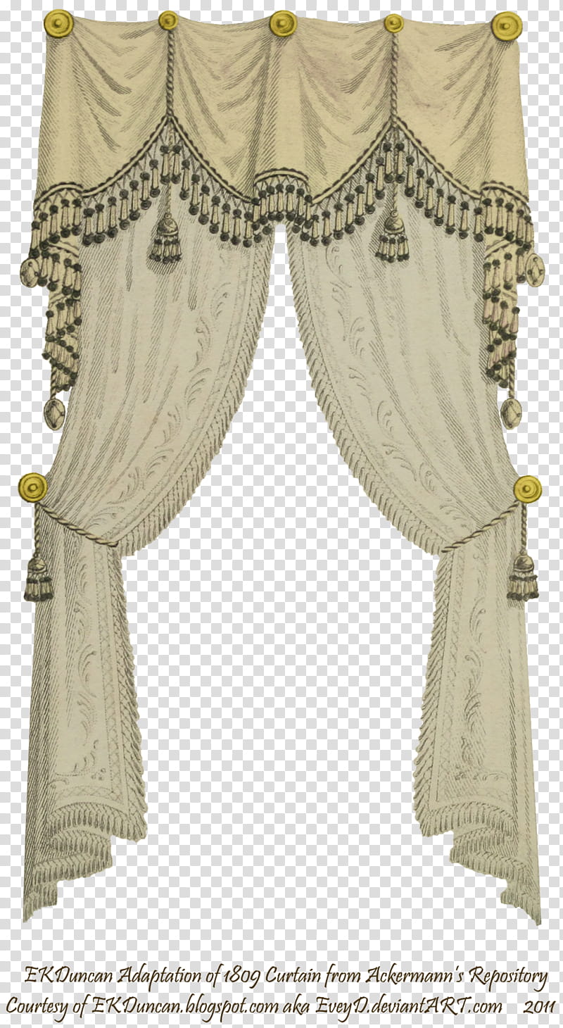 Fringe and tassel beige. Curtain clipart cream