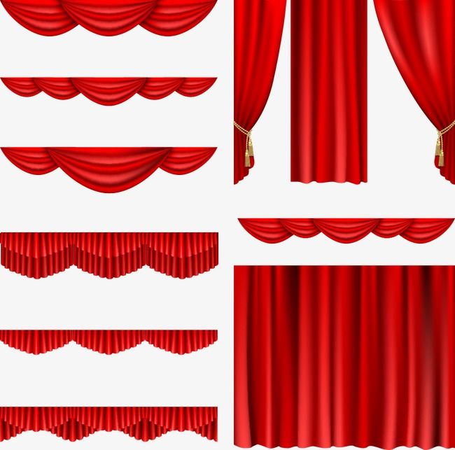 Vector red decoration curtains. Curtain clipart decorative