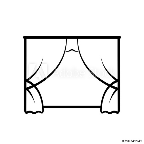 Movie theater icon image. Curtain clipart outline