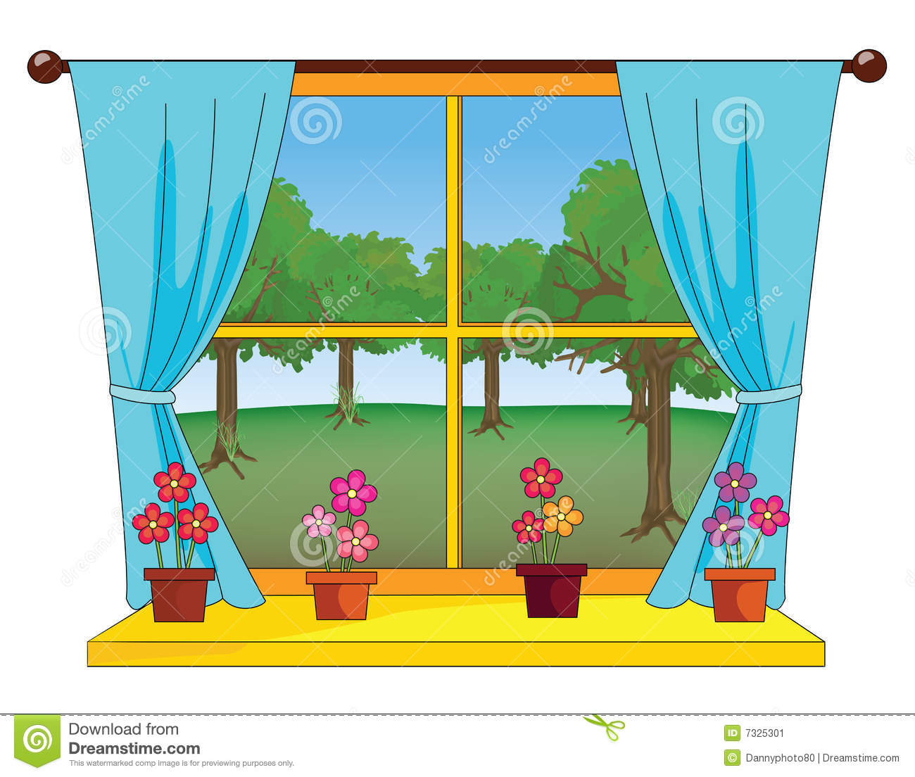 Окно со шторами для детей мультяшный